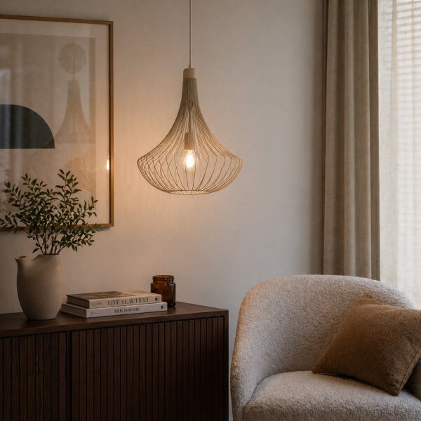 Lampadario sospeso su cavo BALERINA 1xE27/15W/230V beige