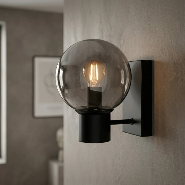Lampada da parete SFERIO 1xE14/5W/230V nero/nero fumé