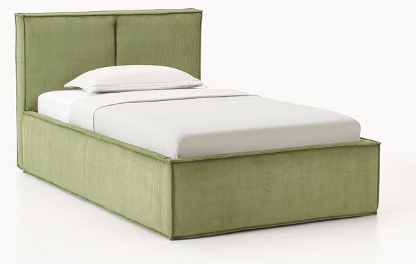 Letto singolo in velluto a coste con spazio contenitore aggiuntivo Dream