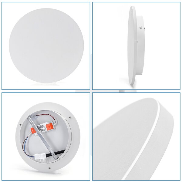 Applique Led da parete Plat 12W rotondo Bianco IP20 Bianco caldo 3000K Aigostar