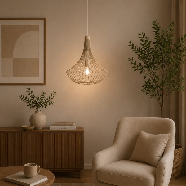 Lampadario sospeso su cavo BALERINA 1xE27/15W/230V beige