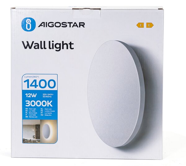 Applique Led da parete Plat 12W rotondo Bianco IP20 Bianco caldo 3000K Aigostar