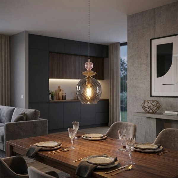 Lampada a sospensione con cavo VELLO 1xE27/15W/230V nero/rosa fumé/beige/nero