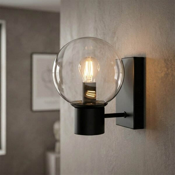 Lampada da parete SFERIO 1xE14/5W/230V nera/trasparente
