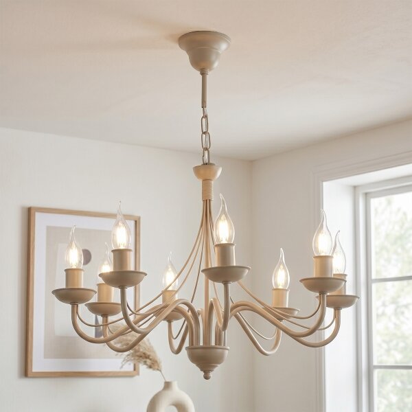 Lampadario a catena ANTON 8xE14/60W/230V beige