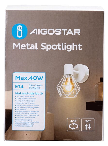 Applique da parete Dimen Bianco 1 x E14 Aigostar