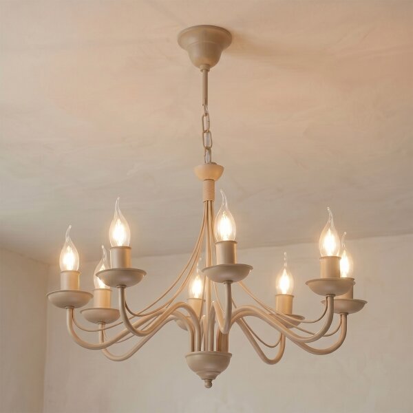 Lampadario a sospensione ANTON con catena 8xE14/60W/230V, beige