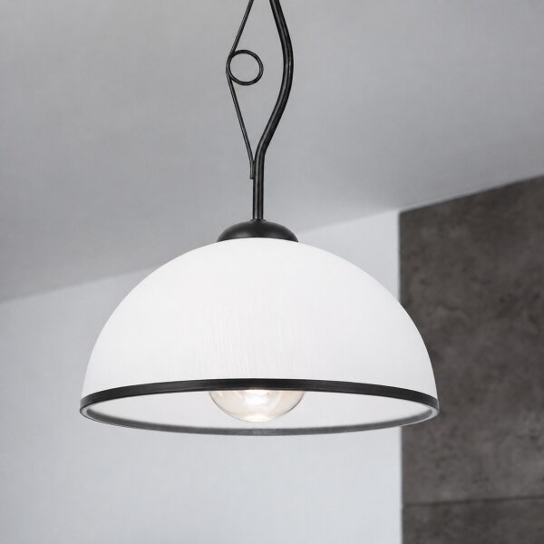 Lampadario a stelo RETRO 1xE27/60W/230V nero/bianco
