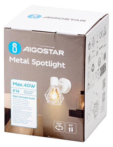 Applique da parete Dimen Bianco 1 x E14 Aigostar