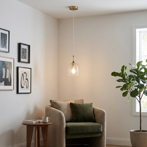 Lampadario a cavo VELARE 1xE27/15W/230V oro/trasparente