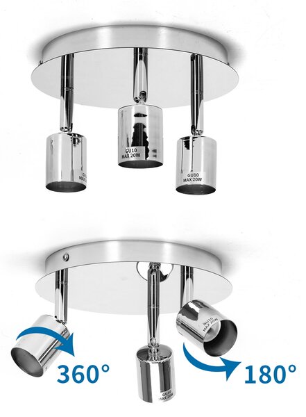 Lampadario da soffitto Tris Alluminio 3 x GU10 Aigostar