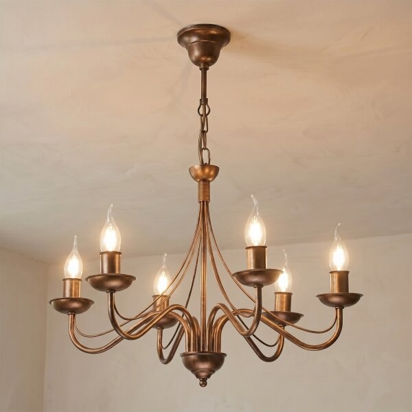 Lampadario a catena ANTON 6xE14/60W/230V, finitura bronzata