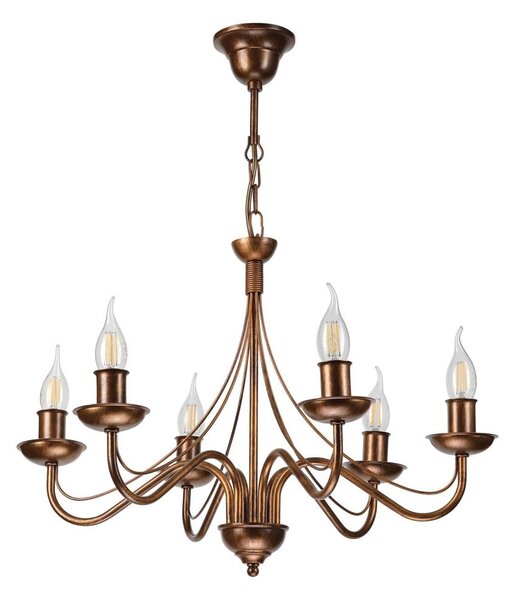 Lampadario a catena ANTON 6xE14/60W/230V bronzo