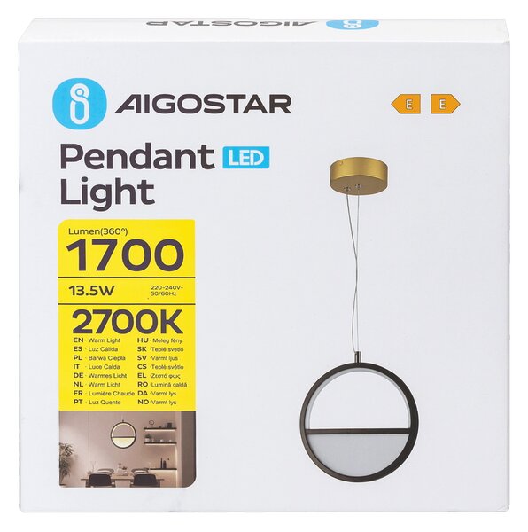 Lampadario Led da soffitto Drawn Nero 13,5W Bianco caldo 2700K Aigostar