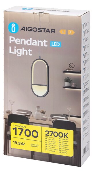 Lampadario Led da soffitto Slit Nero 13,5W Bianco caldo 2700K Aigostar
