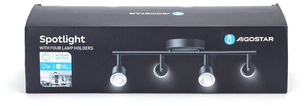 Lampadario da soffitto Town Nero 4 Faretti GU10 Orientabili Aigostar