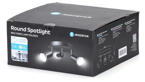 Lampadario da soffitto Tris Nero 3 x GU10 Aigostar