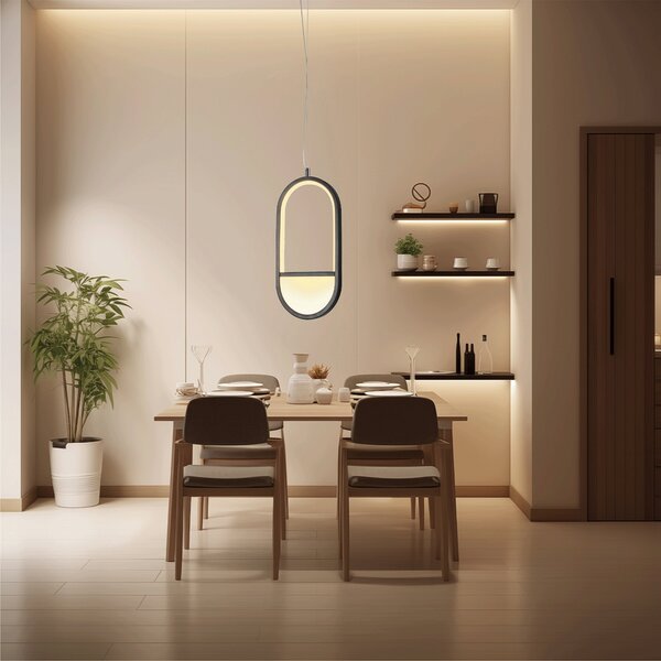 Lampadario Led da soffitto Slit Nero 13,5W Bianco caldo 2700K Aigostar