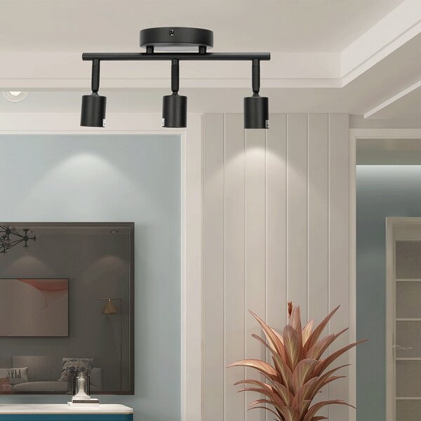 Lampadario da soffitto Town Nero 3 Faretti GU10 Orientabili Aigostar