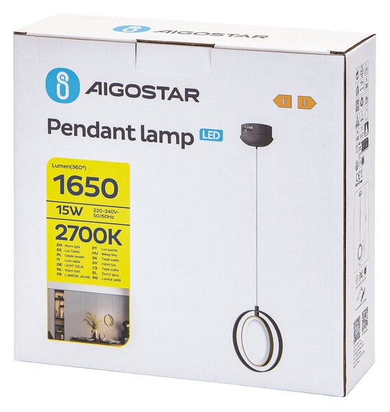 Lampadario Led da soffitto Hole Nero 15W Bianco caldo 2700K Aigostar