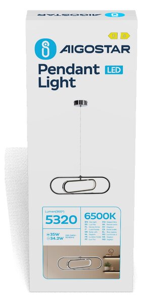 Lampadario Led da soffitto Clip Nero 35W Bianco freddo 6500K Aigostar