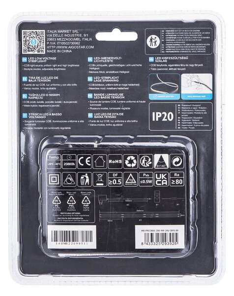 Striscia Led 24V 18W COB 2 metri IP20 Bianco freddo 6500K Aigostar