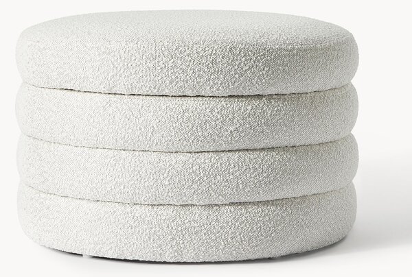Pouf imbottito XL in bouclé con vano contenitore Alto