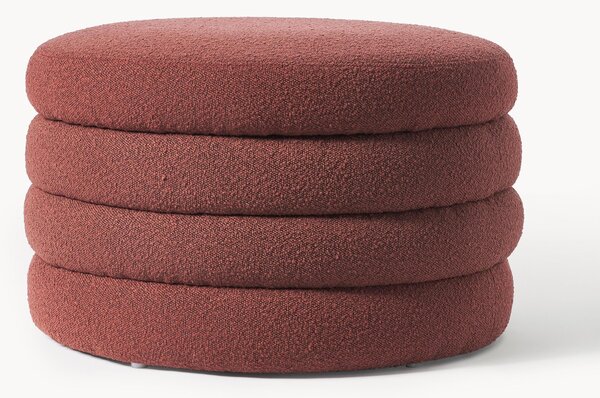 Pouf imbottito XL in bouclé con vano contenitore Alto