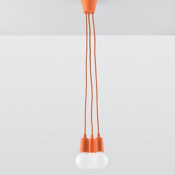 Lampadario su filo DIEGO 3xE27/60W/230V arancione