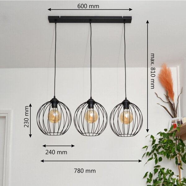 Lampadario LED a cavo MERCURE 3xE27/15W/230V
