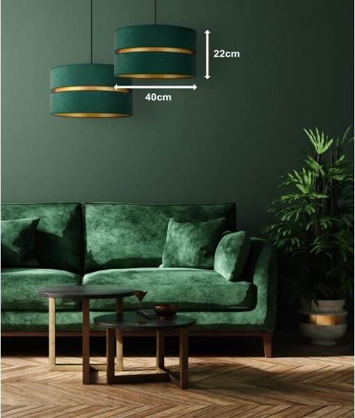 Duolla - Lampadario a sospensione con filo DUO 1xE27/15W/230V diametro 40 cm verde/oro