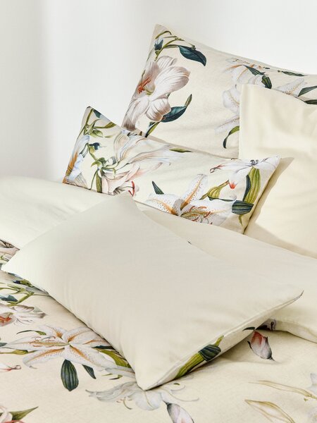 Copripiumino in raso di cotone con stampa floreale Flori