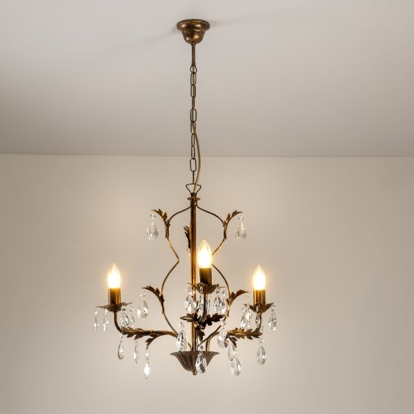 ONLI - Lampadario a sospensione con catena TERESA 3xE14/6W/230V bronzo