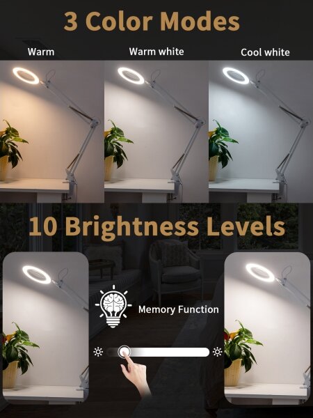 Brilagi - Lampada da tavolo LED dimmerabile con una lente d'ingrandimento LED/12W/5V 3000/4200/6000K bianco