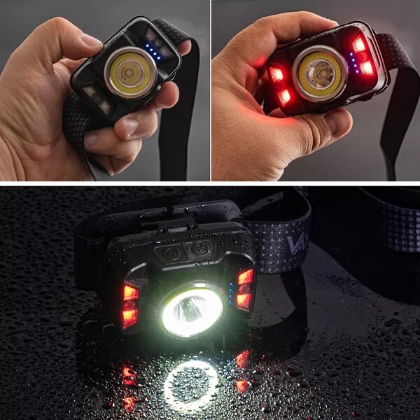 Lampada frontale LED ricaricabile con sensore LED/15W/5V IP66 430 lucente 1800 mAh