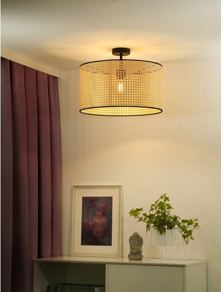 Duolla - Lampadario a plafone ROLLER RATTAN 1xE27/15W/230V diametro 45 cm beige/nero
