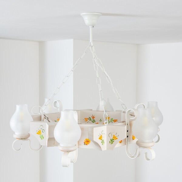 Brilagi - Lampadario a catena QUEEN 6xE14/40W/230V faggio/crema
