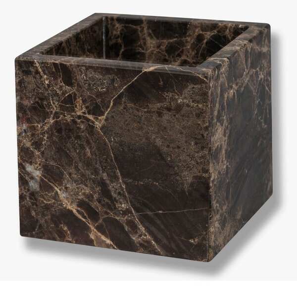 Organizer da bagno in marmo marrone scuro per tamponi di cotone Marble - Mette Ditmer Denmark