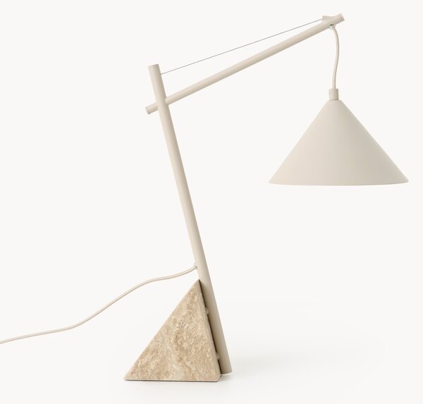 Lampada da tavolo grande con base in travertino Reyna