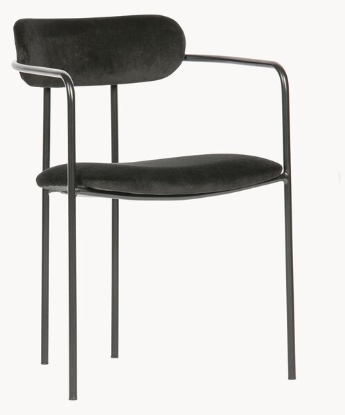 Set di 2 sedie con braccioli impilabili in velluto Elvy