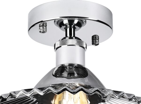 Plafoniera da soffitto TRISH 1xE27/15W/230V cromato lucido/nero fumé