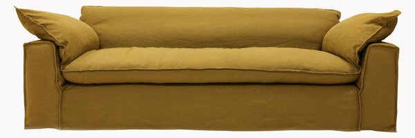 Divano 4 posti in lino color ocra bruciata Nomad, 305 cm
