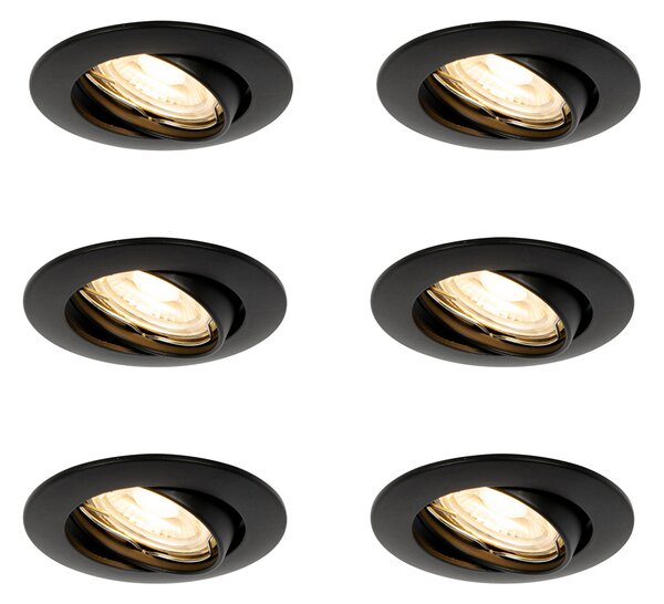 Set di 6 faretti da incasso neri GU10 35 mm - Edu