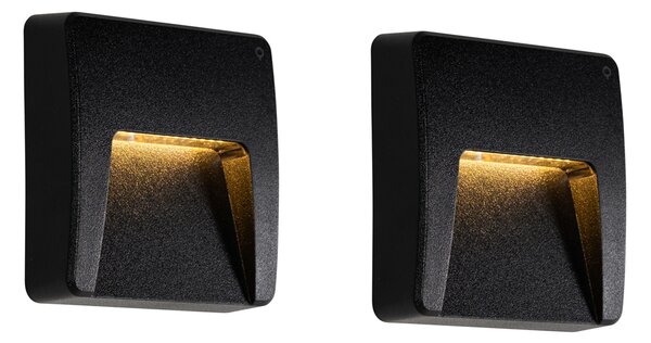 Set di 2 Applique da Esterno Quadrate Nere con LED IP65 - Gem
