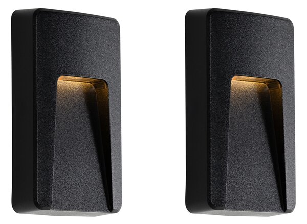 Set di 2 Applique da Esterno Rettangolari Nere con LED IP65 - Gem