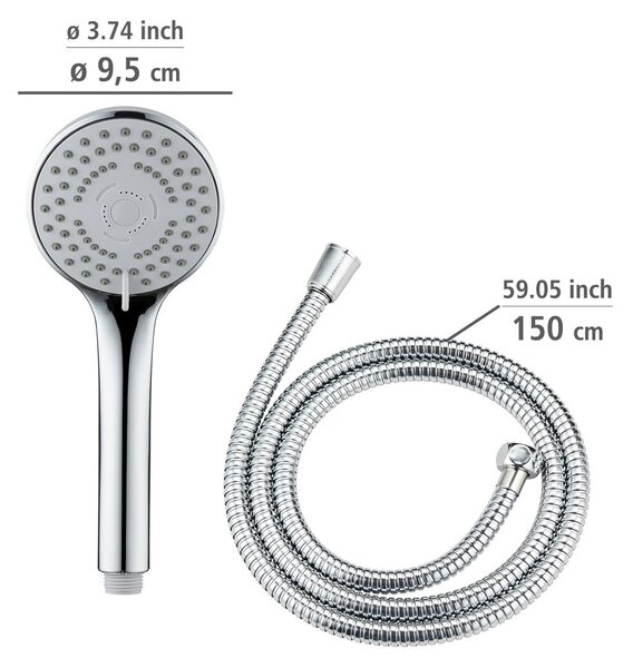 Soffione doccia con tubo flessibile in argento lucido Basic Line - Wenko