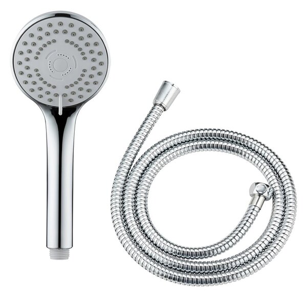Soffione doccia con tubo flessibile in argento lucido Basic Line - Wenko