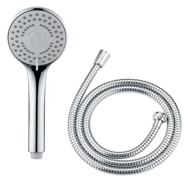 Soffione doccia con tubo flessibile in argento lucido Basic Line - Wenko