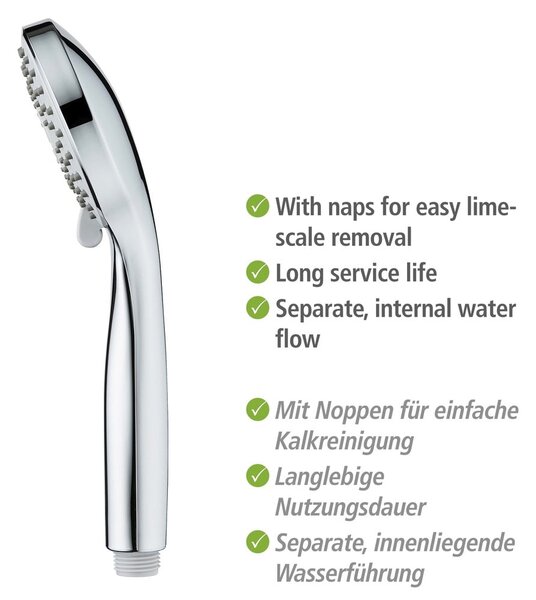 Soffione doccia con tubo flessibile in argento lucido Basic Line - Wenko