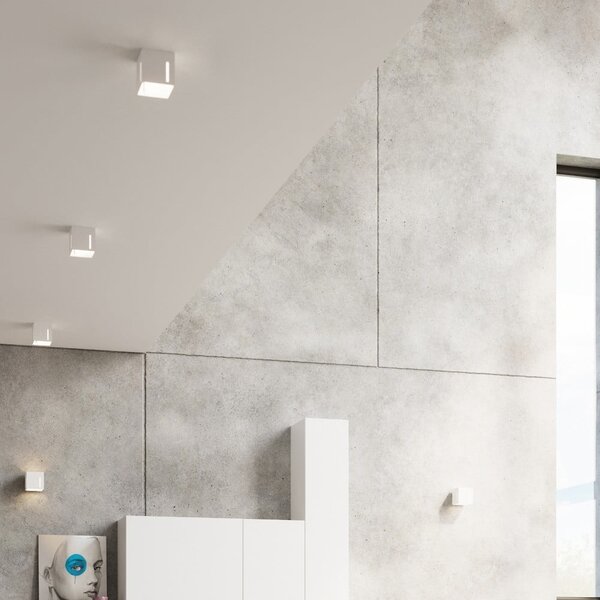 Lampada da soffitto bianca con paralume in metallo 10x10 cm Pax - Sollux